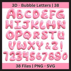 3d bubble letters and numbers in pink