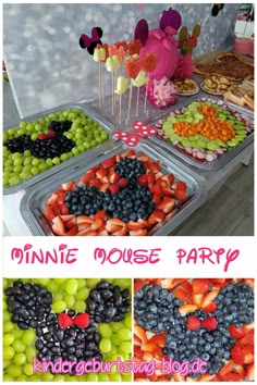 Minnie Mouse Party Essen Minnie Mouse Fruit Tray Mickey Party, Mickey Mouse Birthday Fruit Tray, Mickey Mouse Veggie Tray Ideas, Disney Party Snacks Food Ideas, Minnie Mouse Party Game, Minnie Fruit Tray, 3rd Birthday Mini Mouse, Minnie Birthday Food, Minnie Mouse Pizza