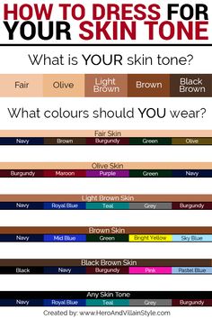 Skin Tone Clothing, Skin Tone Chart, Dusky Skin, Light Brown Skin, How To Have Style, Colors For Dark Skin, Dark Skin Men, Color Combinations For Clothes