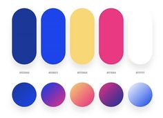 the different shades of blue, pink, yellow and orange are shown in this graphic