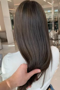 Brunette Color Chart, 4 N Hair Color Brown, Brown Colored Hair Ideas, Medium Brown Hair Without Highlights, Single Tone Brown Hair, Medium Brown Hair With Lowlights Dark, Medium Brown Hair One Color, Muted Neutral Brown Hair