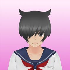 an anime character with black hair wearing a white shirt and red bow around his neck