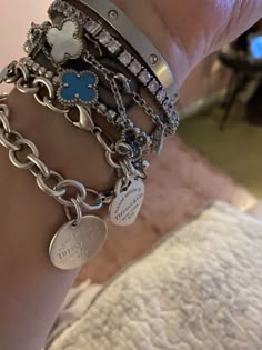 Boujee Silver Jewelry, Baddie Jewelry Silver, Arm Candy Aesthetic, Silver Rings And Bracelets, Lots Of Silver Jewelry Aesthetic, Sterling Silver Bracelet Stack, Silver Jewelry Girl, Silver Jewelry Collection, Silver Jewelry Stack Bracelets