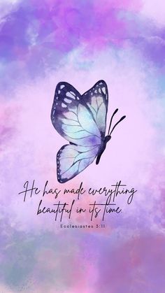 a butterfly with the words he has made everything beautiful in his time