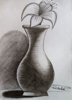 a drawing of a vase with a flower in it