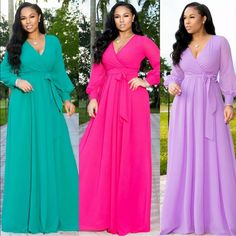 Bright-Colored, V-Neck, Faux-Wrap, Maxidress Your Choice: Green, Pink Or Purple Preorders Pink V-neck Dress With Surplice Neckline For Formal Occasions, Pink Maxi V-neck Dress For Party, Pink V-neck Surplice Dress For Formal Occasions, Pink V-neck Surplice Neckline Formal Dress, Pink V-neck Wrap Dress For Evening, Pink V-neck Dress With Surplice Neckline, Elegant Pink V-neck Wrap Dress, Pink Chic Maxi-length Wrap Dress, Chic Pink Maxi Dress With Surplice Neckline