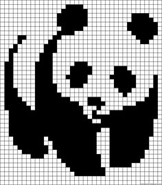 a panda bear is shown in the middle of a cross - stitch pattern with black and white squares