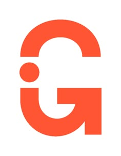 the letter g in orange and white with an orange circle around it's center