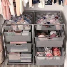 an organized closet with clothes and shoes