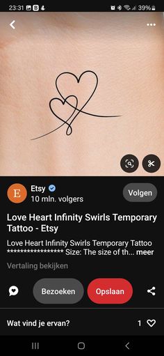 the back of a woman's arm with tattoos on it and an image of a heart