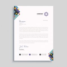 a letterhead with geometric shapes on it