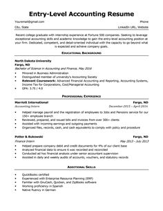 a sample resume for an entry level accounting clerk, with no experience on the job