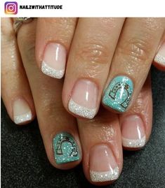 Country Nail Art, Country Nail Designs, Horse Nail Art, Horseshoe Nail Art, Horse Nails, Grey Nail Art, Lemon Nails, Glitter Accent Nails