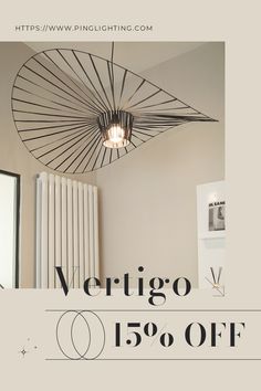 a white room with a black and white sign that says verigo 15 % off