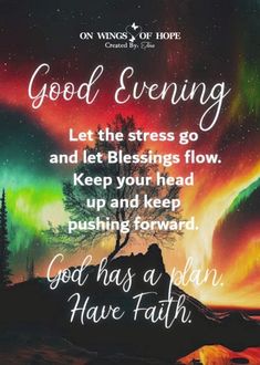 an image with the words, god evening