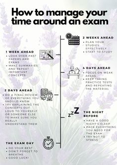 a poster with lavender flowers and the words how to manage your time around an exam