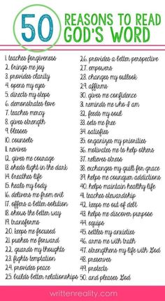 the 50 reason to read god's word in spanish and english with text below