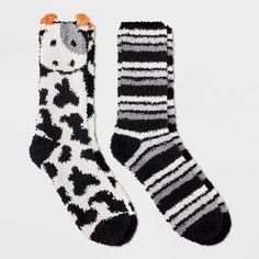 Enhance comfort with Women's Cow 2pk Cozy Crew Socks in Black/White 4-10. Designed with smooth toe seams making it ideal for women on the go. Made from a blend of polyester and spandex material, these socks provide the perfect stretch and fit. The lightweight knit fabric ensures all-day comfort, while the crew length keeps them securely in place. Cow Socks, Sock Packs, Athletic Socks, Fabric Names, Lightweight Knit, Socks And Hosiery, Sock Shoes, Spandex Fabric, Crew Socks