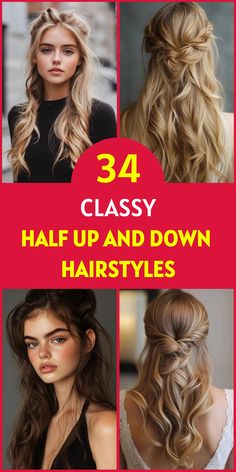 Discover 34 mesmerizing half up half down hairstyles that strike the perfect balance between elegance and ease. These chic looks combine the allure of flowing locks with the polish of partial updos. Whether you're heading to a formal event or a casual gathering, find the perfect style to showcase your hair's beauty and reflect your personality. Half Up Half Down Evening Hairstyles, Half Up Half Down Hair Black Tie Event, Half Updo Ponytail Hairstyles, Front View Half Up Half Down, Easy Prom Hairstyles To Do Yourself Half Up Half Down, Easy Half Updos For Long Hair Tutorials, Braided Half Up Half Down Hair Bridesmaid, Simple Partial Updos For Medium Hair, Half Hair Updos For Long Hair