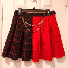 Hot Topic, Hottopic, Skirt, Red Skirt, Medium, Punk Skirt, Split Skirt, Plaid Skirt Red Punk Skirt For Parties, Red Punk Style Skirt For Party, Red Edgy Skirt For Party, Red Fitted Mini Skirt Punk Style, Red Punk Style Skirt, Edgy Red Mini Skirt, Edgy Red Skirt For Spring, Red Punk Skirt For Summer, Trendy Red Pleated Skort