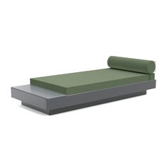 Platform One Recycled Outdoor Daybed with Table Outdoor Chaises Loll Designs Charcoal Gray Canvas Fern Recycled Outdoor Furniture, Loll Furniture, Adjustable Side Table, Outdoor Lounge Seating, Wall Decor Storage, Outdoor Daybed, Milk Jugs, Loll Designs, Durable Furniture