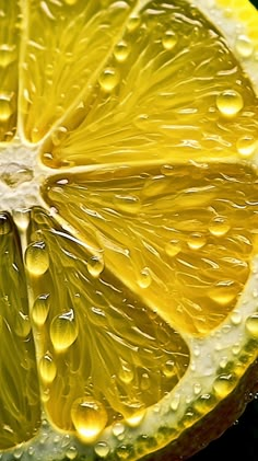 a lemon slice with water drops on it