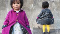 Reversible Coat Tutorial - so cute! // You & Mie Layette Pattern, Reversible Clothing, Couture Bb, Sew Baby, Sewing Kids Clothes, Bodice Pattern, Kids Sewing, Simple Sewing, Reversible Coat