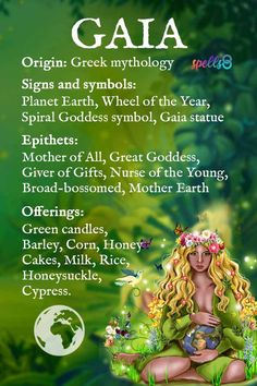 Goddess Gaia information Gaia Goddess Tattoo Symbols, Arianrhod Goddesses, Gaia Goddess Correspondences, Gaia Goddess Of Earth, Goddess Of The Earth, Offerings To Gaia, Gaia Goddess Offerings, Offerings To Deities, Different Goddesses