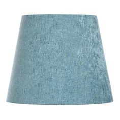 a blue lamp shade on a white background