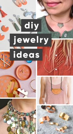 a collage of different jewelry items with the words diy jewelry ideas on them