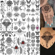 hendi tattoos with different designs and colors