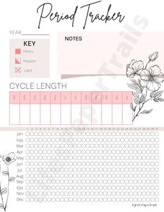 a planner with flowers and the words period tracker