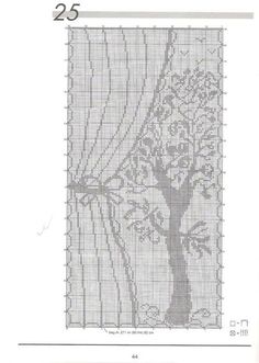 a cross stitch pattern with a tree on it