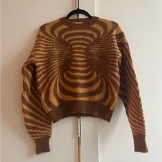 New Without Tags Paloma Wool Optical Illusion Sweater Super Cute! Wool Size M But Fits Xs-M 70s Wool Sweater, Paloma Wool, Optical Illusion, Optical Illusions, Wool Sweater, Paloma, Wool Sweaters, Color Orange, Colorful Sweaters