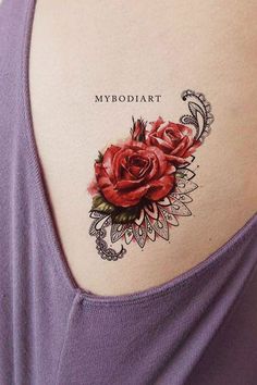 Pretty Rose Tattoo Ideas for Female – Small Inspirational Tats – www.MyBodiArt.com Flower Tattoo Lily, Black Flower Tattoo, Rose Rib Tattoos, Rib Tattoo Ideas, Tattoo Lily, Mandala Arm Tattoo, Black Flowers Tattoo