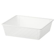 a white plastic basket on a white background