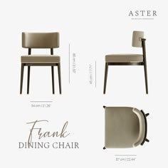 the side view of a dining chair with measurements