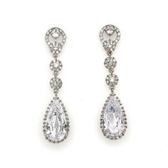 bridal dangle earrings with teardrop cut cubic zirconia and circular stone detailing Custom Signature, Wedding Look, Teardrop Dangle Earrings, Floral Elements, Luxury Bridal, Bridal Headpieces, Wedding Looks, Bridal Style, Elegant Wedding