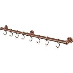 a metal rail with hooks on it