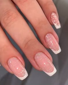 Pink Almond Nails Hoco Nails, Formal Nails, Her Nails, Sparkle Nails, White Nail, Minimalist Designs, Homecoming Nails