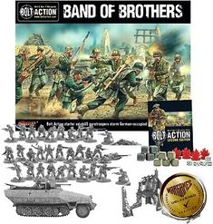 Premium Warlord Games Bolt Action Miniatures - Band of Brothers Starter Set Army, Toys 28mm Miniatures, Military Action Figures, Band Of Brothers, Miniature Wargaming, Model Paint, German Army, Vinyl Figures, Paint Set, Us Army