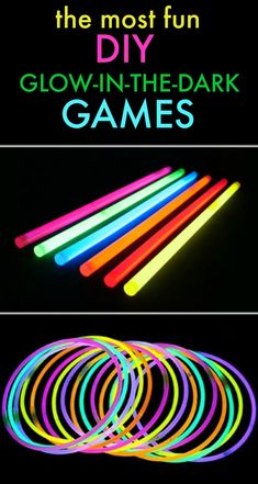 glow in the dark games for kids and adults with text overlaying it that reads,