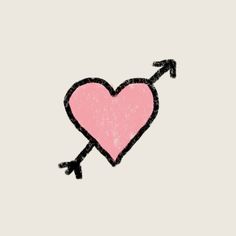 a pink heart with an arrow drawn on it