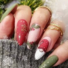 Santa Nails, December Nails, Indigo Nails, Snowflake Nails