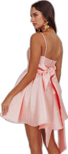 Athens Flared Bow Mini Dress Blush by Selfie Leslie Bow Mini Dress, Contemporary Chic, Athens, Spaghetti, Blush, Mini Dress