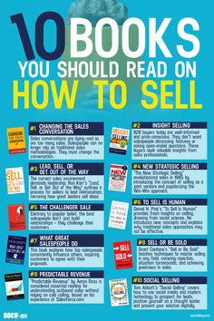 a poster with the words 10 books you should read on how to sell in front of it