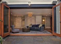 an open door leading to a living room