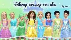 the disney cosplay for girls are all dressed up in different colors and sizes