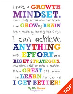 a poster with the words i have a growth mindset