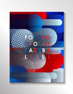 an abstract poster with the words for good and bad luck in red white and blue